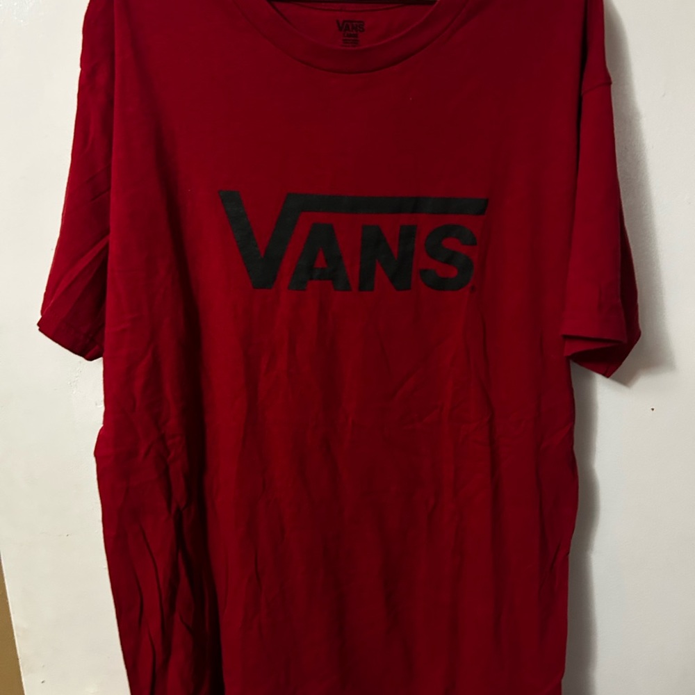 Vans Men's Bold Red Tee with Black Logo